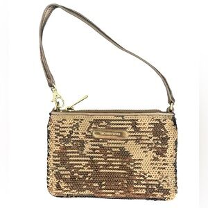 Michael Kors Bronze Pewter Brown Sequin & Leather Mini Purse Y2K 🤎